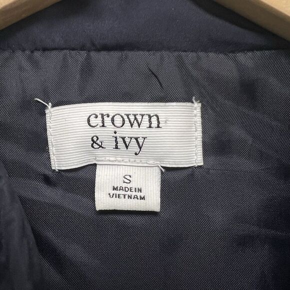 Crown & Ivy Women’s Quilted Full Zip Vest Snap Buttons Navy Blue Outdoor Size S - Picture 8 of 9